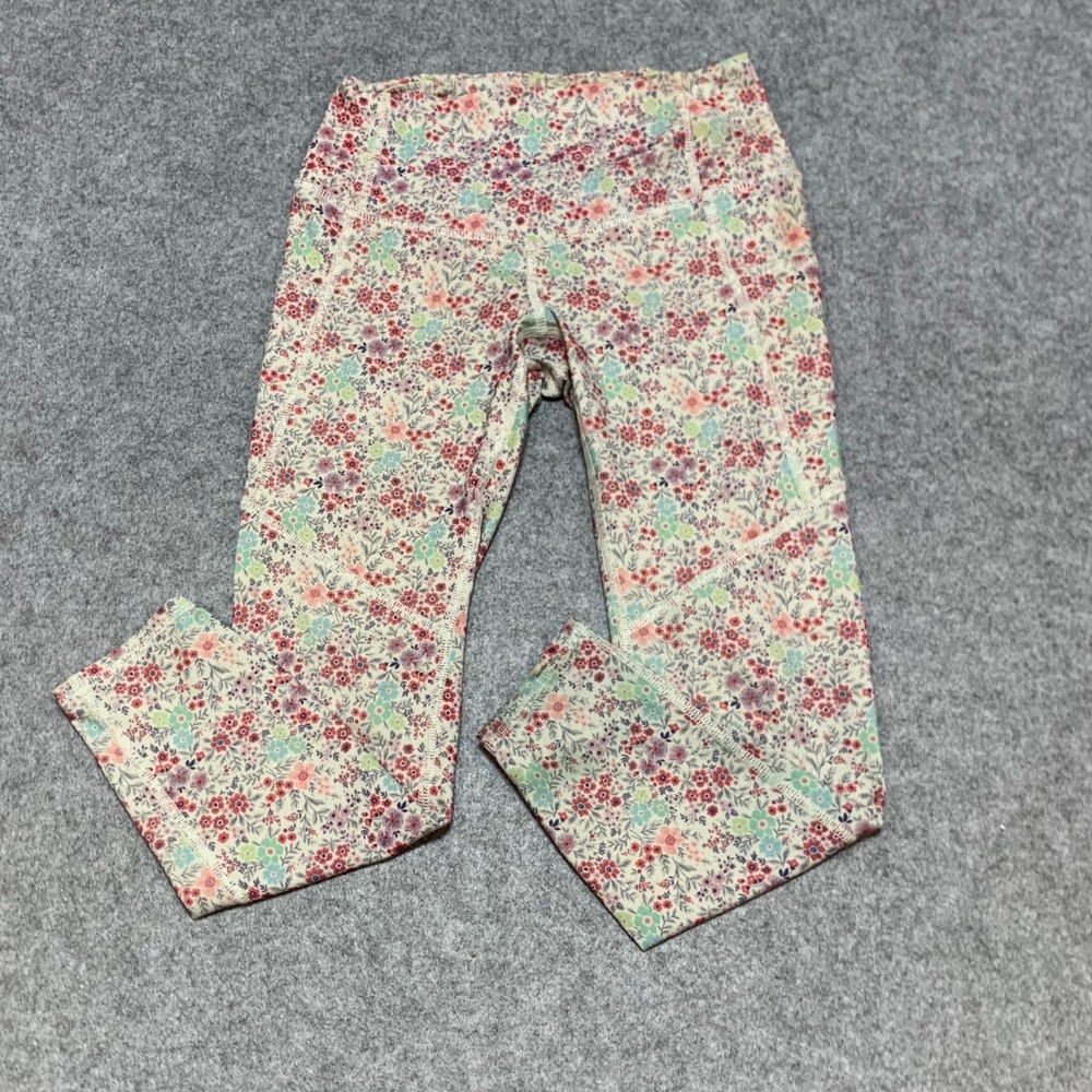 Evolution and Creation Womens Floral High Waisted 7/8 Leggings Small Multi Color